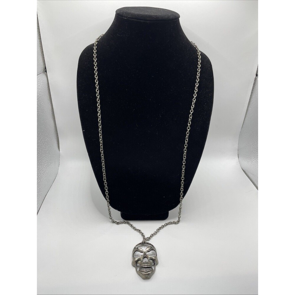 Skull Skeleton Head Rapper Necklace Punk Style Long READ